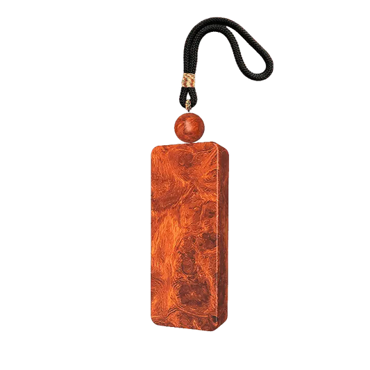 PRECIOUS WOOD INLAID WITH 999 PURE SILVER HANDCRAFTED PEACE AMULET