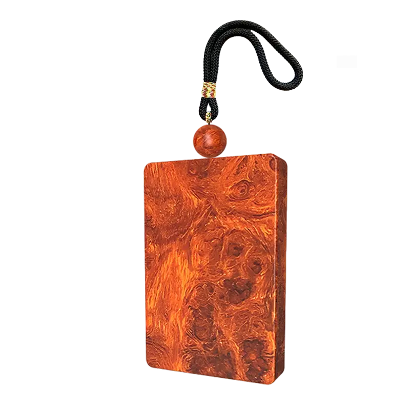 INLAID WITH 999 PURE SILVER HANDCRAFTED PEACE AMULET FROM PRECIOUS WOOD