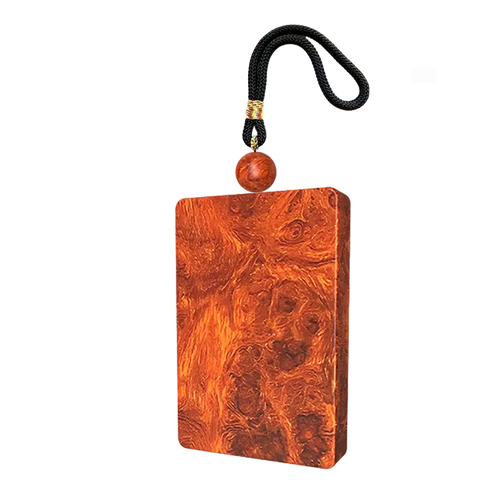 INLAID WITH 999 PURE SILVER HANDCRAFTED PEACE AMULET FROM PRECIOUS WOOD