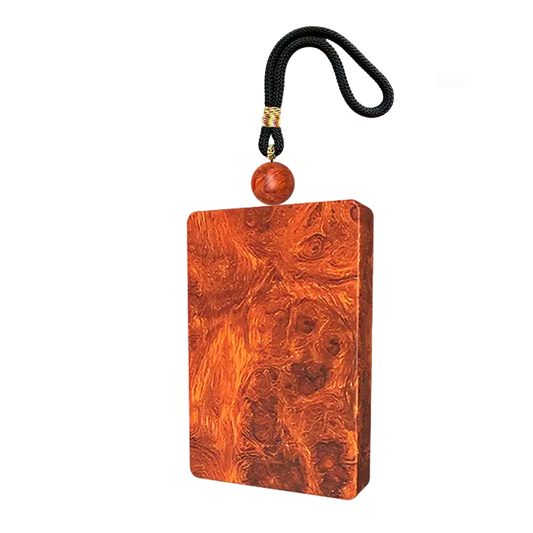 INLAID WITH 999 PURE SILVER HANDCRAFTED PEACE AMULET FROM PRECIOUS WOOD